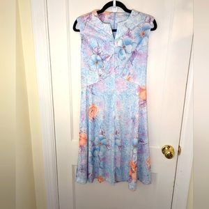 Vintage watercolor 60s 70s dress